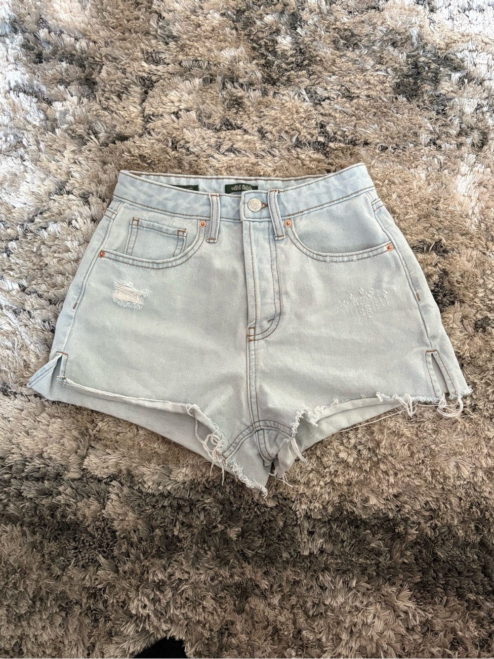 wild fable Light Blue High-Rise Distressed Jean Shorts